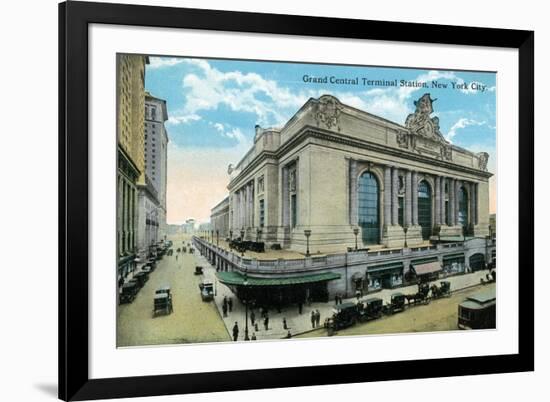 New York City, New York - Exterior View of Grand Central-Lantern Press-Framed Premium Giclee Print