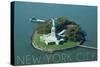 New York City, New York - Liberty Island Aerial View-Lantern Press-Stretched Canvas