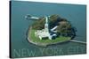 New York City, New York - Liberty Island Aerial View-Lantern Press-Stretched Canvas