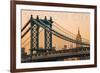 New York City, New York - Orange Sky and Bridge-Lantern Press-Framed Art Print