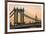 New York City, New York - Orange Sky and Bridge-Lantern Press-Framed Art Print