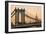 New York City, New York - Orange Sky and Bridge-Lantern Press-Framed Art Print