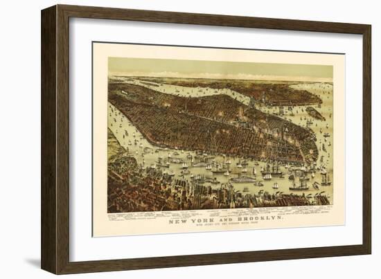 New York City, New York - Panoramic Map-Lantern Press-Framed Art Print