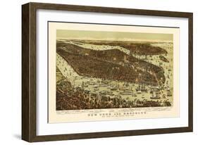 New York City, New York - Panoramic Map-Lantern Press-Framed Art Print