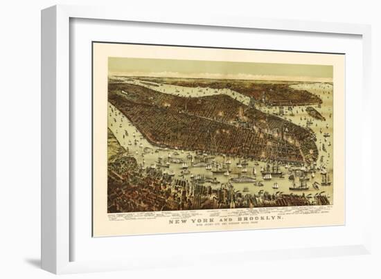 New York City, New York - Panoramic Map-Lantern Press-Framed Art Print