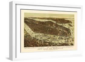 New York City, New York - Panoramic Map-Lantern Press-Framed Art Print