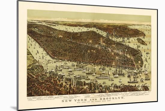 New York City, New York - Panoramic Map-Lantern Press-Mounted Art Print