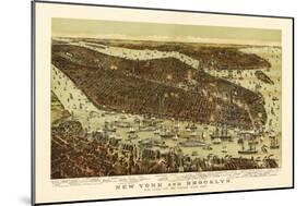 New York City, New York - Panoramic Map-Lantern Press-Mounted Art Print