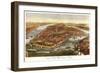 New York City, New York - Panoramic Map-Lantern Press-Framed Art Print