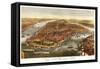 New York City, New York - Panoramic Map-Lantern Press-Framed Stretched Canvas