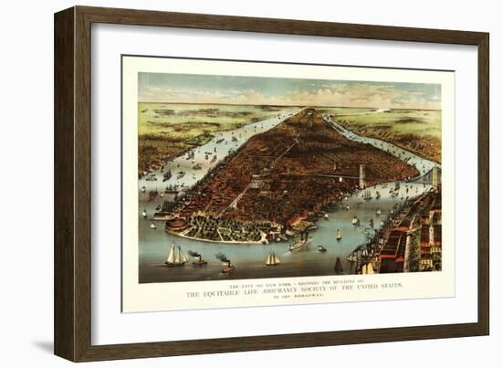 New York City, New York - Panoramic Map-Lantern Press-Framed Art Print