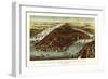 New York City, New York - Panoramic Map-Lantern Press-Framed Art Print