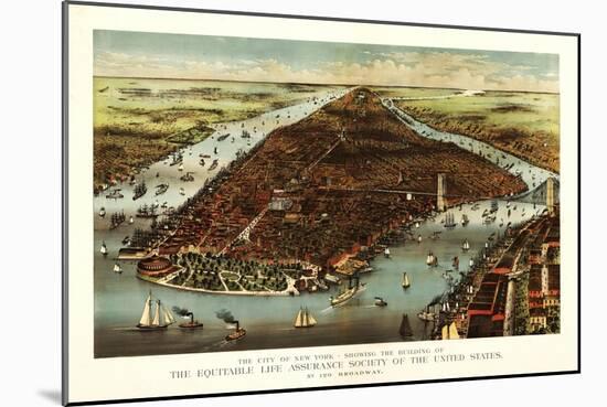 New York City, New York - Panoramic Map-Lantern Press-Mounted Art Print