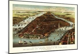 New York City, New York - Panoramic Map-Lantern Press-Mounted Art Print