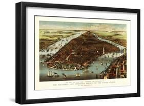 New York City, New York - Panoramic Map-Lantern Press-Framed Premium Giclee Print