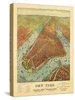 New York City, New York - Panoramic Map-Lantern Press-Stretched Canvas