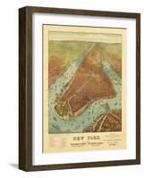 New York City, New York - Panoramic Map-Lantern Press-Framed Art Print