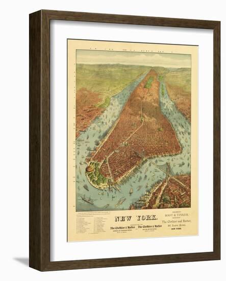 New York City, New York - Panoramic Map-Lantern Press-Framed Art Print