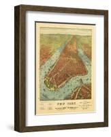 New York City, New York - Panoramic Map-Lantern Press-Framed Art Print