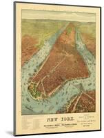 New York City, New York - Panoramic Map-Lantern Press-Mounted Art Print