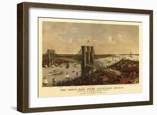 New York City, New York - Panoramic Map-Lantern Press-Framed Premium Giclee Print