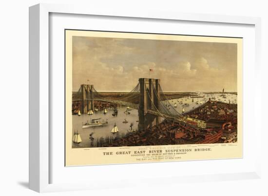 New York City, New York - Panoramic Map-Lantern Press-Framed Premium Giclee Print