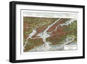 New York City, New York - Panoramic Map-Lantern Press-Framed Premium Giclee Print