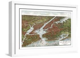 New York City, New York - Panoramic Map-Lantern Press-Framed Art Print