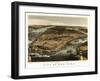 New York City, New York - Panoramic Map-Lantern Press-Framed Art Print