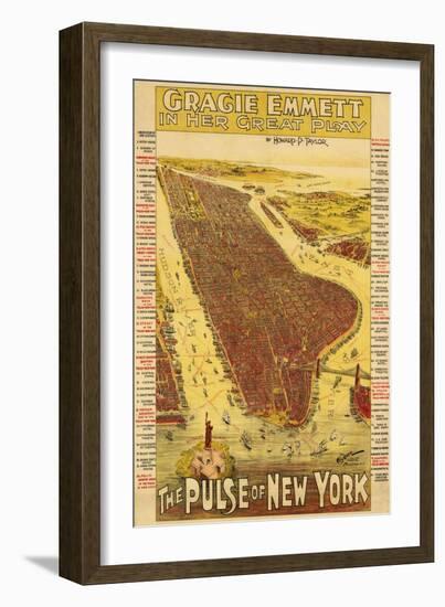 New York City, New York - Panoramic Map-Lantern Press-Framed Art Print