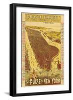 New York City, New York - Panoramic Map-Lantern Press-Framed Art Print