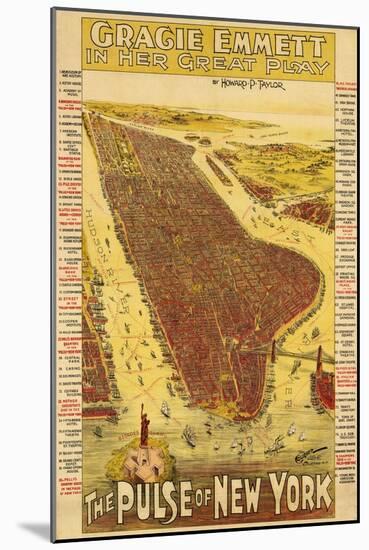 New York City, New York - Panoramic Map-Lantern Press-Mounted Art Print