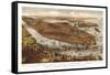 New York City, New York - Panoramic Map-Lantern Press-Framed Stretched Canvas