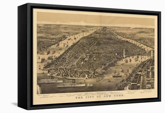 New York City, New York - Panoramic Map-Lantern Press-Framed Stretched Canvas