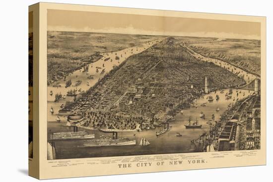 New York City, New York - Panoramic Map-Lantern Press-Stretched Canvas