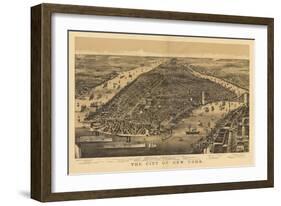 New York City, New York - Panoramic Map-Lantern Press-Framed Art Print