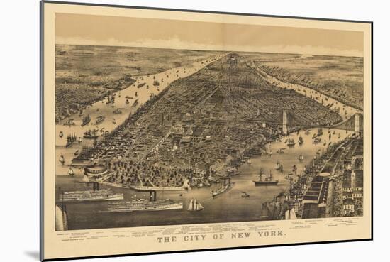 New York City, New York - Panoramic Map-Lantern Press-Mounted Art Print