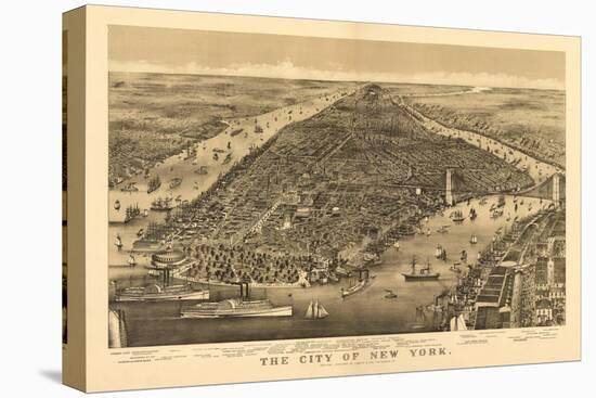 New York City, New York - Panoramic Map-Lantern Press-Stretched Canvas