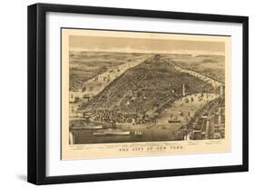 New York City, New York - Panoramic Map-Lantern Press-Framed Art Print