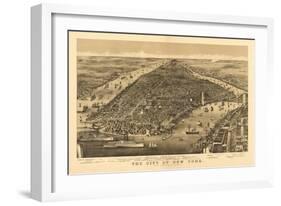 New York City, New York - Panoramic Map-Lantern Press-Framed Art Print