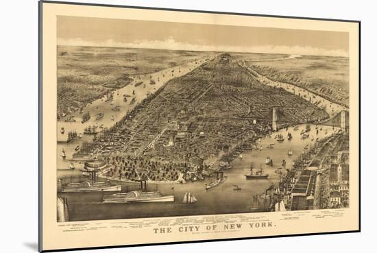 New York City, New York - Panoramic Map-Lantern Press-Mounted Art Print