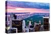 New York City, New York - Pink and Purple Skyline-Lantern Press-Stretched Canvas
