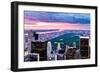 New York City, New York - Pink and Purple Skyline-Lantern Press-Framed Art Print