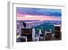 New York City, New York - Pink and Purple Skyline-Lantern Press-Framed Art Print