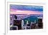 New York City, New York - Pink and Purple Skyline-Lantern Press-Framed Art Print