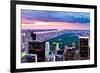 New York City, New York - Pink and Purple Skyline-Lantern Press-Framed Art Print