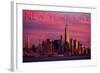 New York City, New York - Pink Skyline-Lantern Press-Framed Art Print