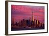 New York City, New York - Pink Skyline-Lantern Press-Framed Art Print