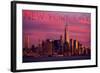 New York City, New York - Pink Skyline-Lantern Press-Framed Art Print