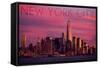 New York City, New York - Pink Skyline-Lantern Press-Framed Stretched Canvas